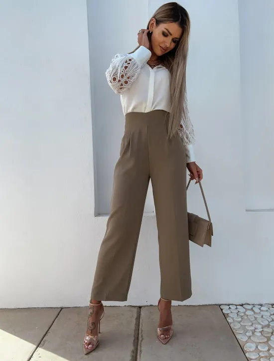 Best Women's Shirt Blouse White Eyelet Tops Black White Plain Lace Button Long Sleeve Daily Weekend Streetwear Casual Shirt Collar Regular S Women Blouses & Shirts