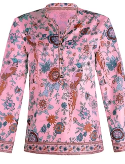 Sale Women's Shirt Blouse Yellow Pink Dusty Rose Graphic Floral Button Print Long Sleeve Daily Holiday Vintage Boho Streetwear Round Neck Regular Boho S Women Boho Tops