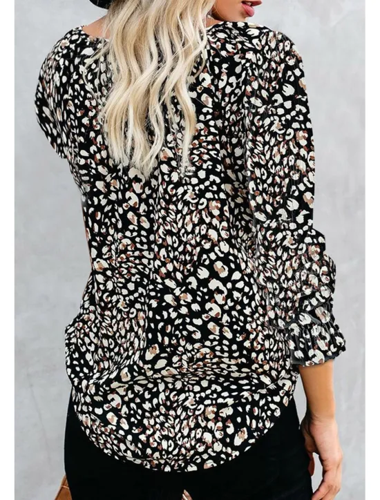 Outlet Women's Shirt Boho Shirt Blouse Fashion Floral Geometric Lace up Print Long Sleeve Regular Tops V Neck Casual Holiday Black White Pink Wine Red Spring & Fall Women Boho Tops