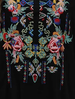 Sale Women's Shirt Boho Shirt Floral Flower Casual Boho 3/4 Length Sleeve Elbow Sleeve V Neck Regular Tops Carnival Vacation Party Embroidered Summer Spring & Summer Women Boho Tops