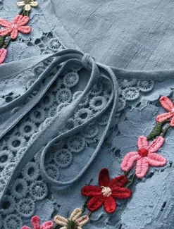 Discount Women's Shirt Boho Shirt Lace Shirt Blouse Floral Fashion Round Neck Street Daily Lace up Lace White Pink Blue Purple Green Summer Women Shirts|Boho Tops