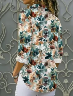 Women's Shirt Button Down Tunic Shirt Collar Long Sleeve Casual s Print Regular Tops Work Daily Spring Fall Winter Women Spring Tops|Blouses & Shirts