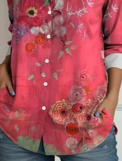 Clearance Women's Shirt Button Down Tunic Shirt Collar Long Sleeve Floral Casual Regular Tops Work Daily s Print Spring Fall Winter Women Spring Tops