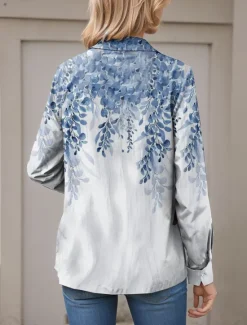 Outlet Women's Shirt Button Down Tunic Shirt Collar Long Sleeve Floral Casual Regular Tops Work Daily s Print Spring Fall Winter Women Spring Tops