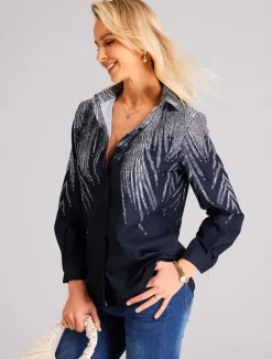 Sale Women's Shirt Button Down Tunic Shirt Collar Long Sleeve Basic s Print Regular Tops Casual Daily Spring Fall Women Blouses & Shirts