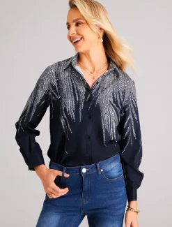 Sale Women's Shirt Button Down Tunic Shirt Collar Long Sleeve Basic s Print Regular Tops Casual Daily Spring Fall Women Blouses & Shirts