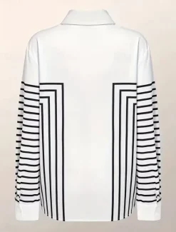 Best Women's Shirt Button Down Tunic Shirt Collar Long Sleeve Striped Casual Regular Tops Work Daily s Print Black Red Spring Fall Winter Women Blouses & Shirts