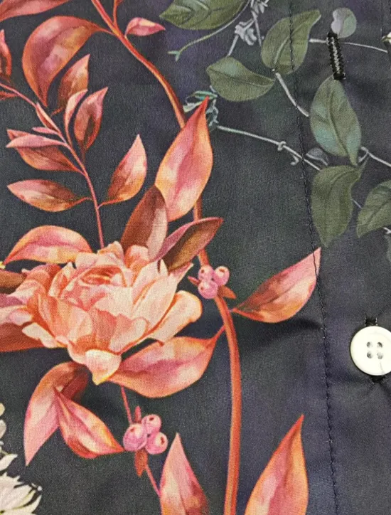 Women's Shirt Button Down Tunic Shirt Collar Long Sleeve Hawaiian Graphic Floral Print Daily Weekend Tropical Vintage Regular Floral Holiday Clothes Black Pink Women Spring Tops