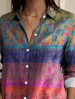 New Women's Shirt Button Down Tunic Shirt Collar Long Sleeve Floral Casual Regular Tops Work Daily s Print Spring Fall Winter Women Spring Tops|Boho Tops