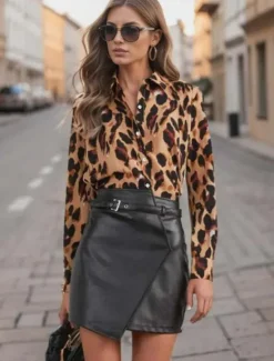 Discount Women's Shirt Button Down Tunic Shirt Collar Long Sleeve Fashion s Print Regular Tops Casual Spring & Fall Women Blouses & Shirts