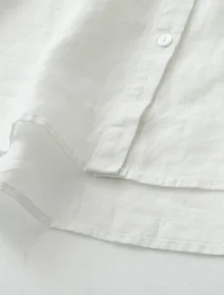 Best Women's Shirt Cotton Linen Shirts Button Up Blouse Solid Color Basic Casual 3/4 Length Sleeve Turtleneck Regular Tops Daily Buttons White Beige Light Blue Fall Winter Women Shirts
