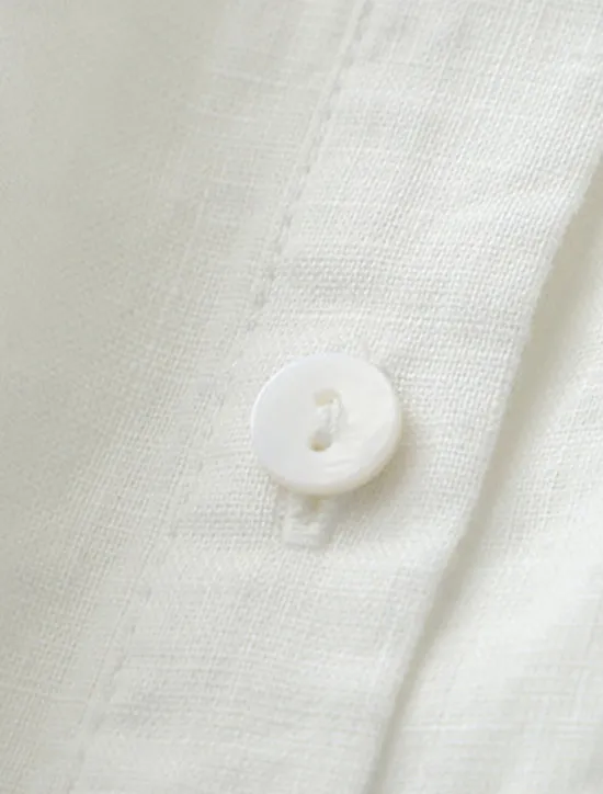 Best Women's Shirt Cotton Linen Shirts Button Up Blouse Solid Color Basic Casual 3/4 Length Sleeve Turtleneck Regular Tops Daily Buttons White Beige Light Blue Fall Winter Women Shirts