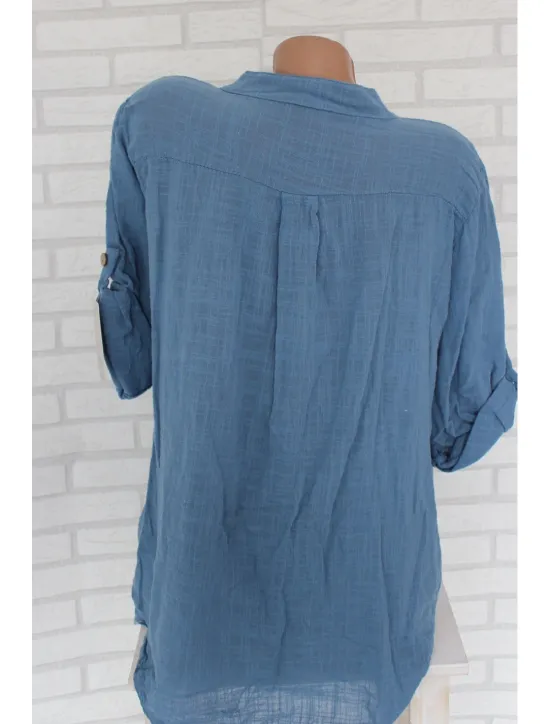 Discount Women's Shirt Cotton Linen Shirts Button Up Blouse Plain Fashion V Neck Street Daily Buttons Pocket White Red Blue Beige Summer Women Shirts