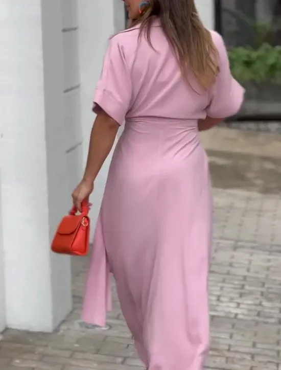 Best Women's Shirt Dress Casual Dress Sheath Dress Midi Dress Date Vacation Basic Modern Shirt Collar Ruched Button Short Sleeve Summer Spring Loose Fit Plain Women White Dresses
