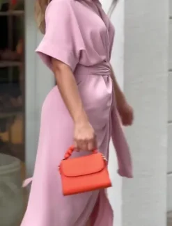 Best Women's Shirt Dress Casual Dress Sheath Dress Midi Dress Date Vacation Basic Modern Shirt Collar Ruched Button Short Sleeve Summer Spring Loose Fit Plain Women White Dresses