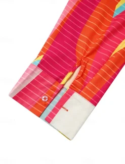 New Women's Shirt Dress Casual Dress Color Block Rainbow Patchwork Print Shirt Collar Maxi long Dress Stylish Casual Daily Long Sleeve Fall Winter Women Casual Dress