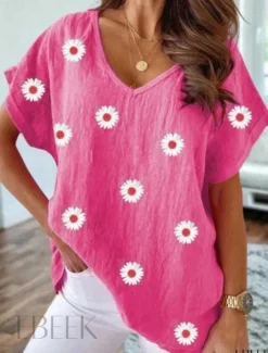 Clearance Women's Shirt Floral Graphic Vintage Tropical Stylish Short Sleeve Crew Neck Regular Tops Daily Beach Wear Vacation Wear Print Pink Blue Purple Orange Green Summer Spring Women T-Shirts
