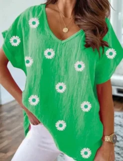 Clearance Women's Shirt Floral Graphic Vintage Tropical Stylish Short Sleeve Crew Neck Regular Tops Daily Beach Wear Vacation Wear Print Pink Blue Purple Orange Green Summer Spring Women T-Shirts