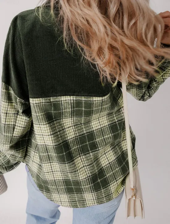 Women's Shirt Jacket Comfortable Patchwork Active Fashion Casual School Outdoor Vacation Home Buttoned Front Regular Turndown Loose Fit Long Sleeve Outerwear Spring Fall Women Jackets