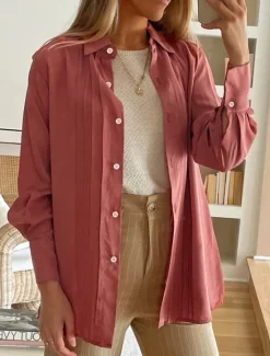Clearance Women's Shirt Jacket Warm Breathable Buttons Pocket Casual Plain Vacation Street Daily Wear Going out Single Breasted Regular Turndown Regular Fit Long Sleeve Outerwear Fall Winter Women Jackets