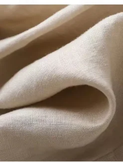 Women's Shirt Linen Shirt Blouse Long Cotton Top Solid Color Fashion Round Neck Street Daily Buttons Khaki Beige Spring & Fall Women Shirts