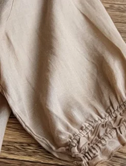 Women's Shirt Linen Shirt Blouse Cotton Linen Shirts Solid Color Fashion Round Neck Street Daily Embroidered White Yellow Red Green Khaki Summer Women Shirts
