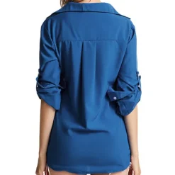 Best Women's Shirt Linen-Inspired Shirts Button Up Blouse Plain Elegant Business Basic Long Sleeve Shirt Collar Regular Tops Work Daily Weekend Black White Gray Fall & Winter Women Shirts