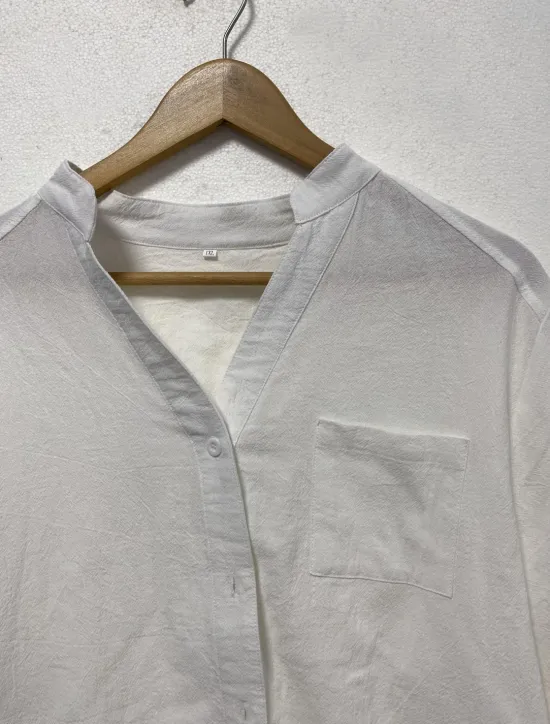 Women's Shirt Linen-Inspired Shirts Solid Color Casual Long Sleeve V Neck Regular Tops Daily Pocket Spring & Fall Women Shirts