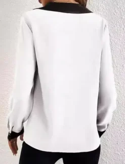 Online Women's Shirt Modern Long Sleeve Regular Tops Shirt Collar Work Black White Green Khaki Spring Fall Winter Women Blouses & Shirts