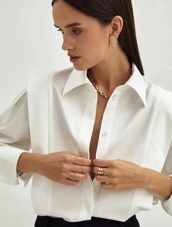 Sale Women's Shirt Solid Color Elegant Daily Stylish Long Sleeve Puff Sleeve Shirt Collar Regular Tops Work Daily Holiday Ruched Black White Spring Fall Women Blouses & Shirts