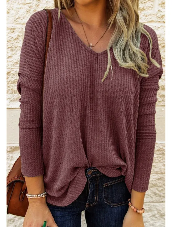 Women's Shirt Solid Color Modern Casual Long Sleeve V Neck Regular Tops Work Black Pink Blue Gray Spring Fall Winter Women Blouses & Shirts