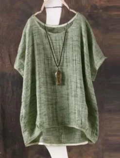 New Women's Shirt Solid Color Basic Casual Short Sleeve Crew Neck Regular Tops Daily Red Green Khaki Summer Women Shirts