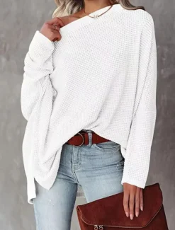 Outlet Women's Shirt Solid Color Stylish Casual Long Sleeve Crew Neck Regular Tops Daily Silver Black White Wine Blue Summer Spring Fall Women Blouses & Shirts