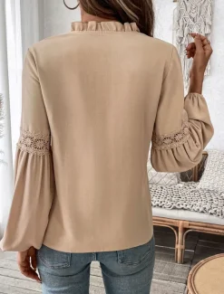 Women's Shirt Solid Color Elegant Stylish Casual Long Sleeve V Neck Vacation Party Daily Spring Fall Women Blouses & Shirts