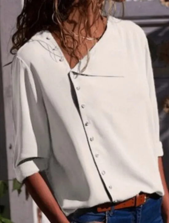 New Women's Shirt Solid Color Stylish Casual Long Sleeve Shirt Collar Regular Tops Daily Buttons Black White Yellow Pink Summer Spring Women Blouses & Shirts