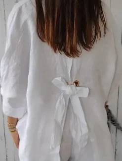 Women's Shirts Button Up Blouse Black White Pink Plain Buttons Street Daily Fashion Shirt Collar Poly-Cotton Linen Texture Shirts Regular Fit S Women Shirts