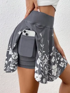 Sale Women's Short Skirt culottes Slim Fashion Casual Mini High Waist Skirts Floral Graphic Stretchy Daily Pink Navy Blue Sky Blue Gray Summer Polyester Women Skirts