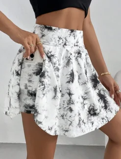 Discount Women's Short Skirt culottes Slim Fashion Casual Mini High Waist Skirts Graphic Tie Dye Stretchy Daily White Pink Gray Summer Knit Polyester Women Skirts