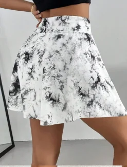 Discount Women's Short Skirt culottes Slim Fashion Casual Mini High Waist Skirts Graphic Tie Dye Stretchy Daily White Pink Gray Summer Knit Polyester Women Skirts