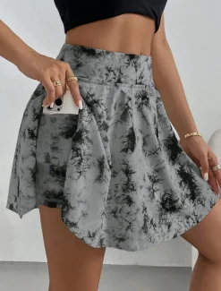 Discount Women's Short Skirt culottes Slim Fashion Casual Mini High Waist Skirts Graphic Tie Dye Stretchy Daily White Pink Gray Summer Knit Polyester Women Skirts