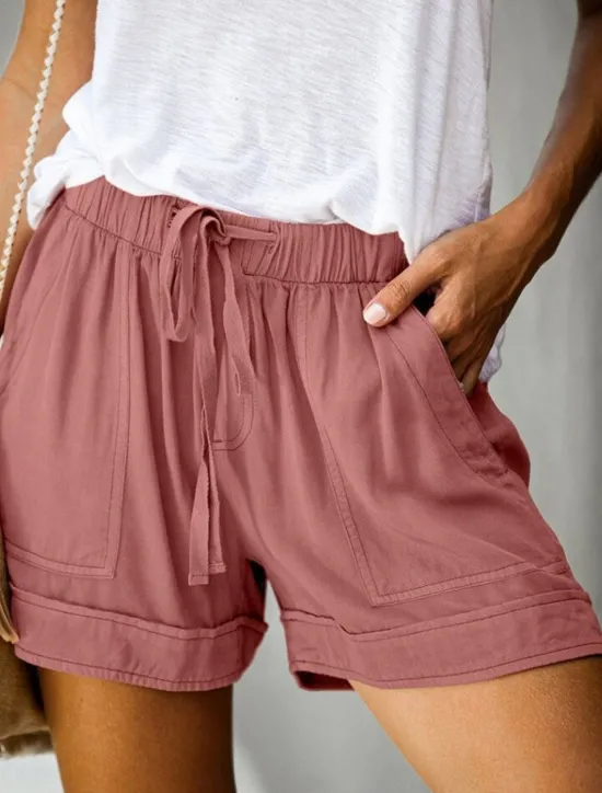 New Women's Shorts Baggy Pants Chinos Fashion Streetwear Basic Short High Waist Plain Pocket Elastic Waistband Comfy Soft Comfortable Micro-elastic Outdoor Street Black Pink Fuchsia Light Blue Spring Women Shorts