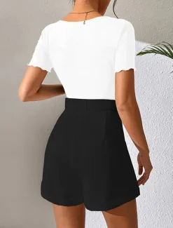 New Women's Shorts Casual Daily Short Plain Side Pockets Breathability Comfortable Micro-elastic Work Summer Regular Fit Women Shorts
