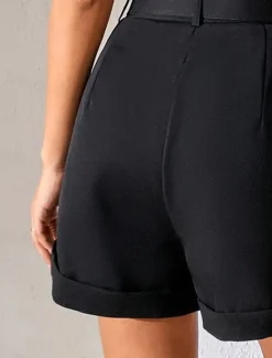 New Women's Shorts Casual Daily Short Plain Side Pockets Breathability Comfortable Micro-elastic Work Summer Regular Fit Women Shorts