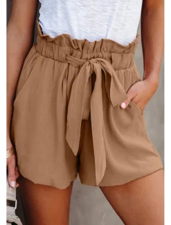 Sale Women's Shorts Casual Daily Short Plain Drawstring Side Pockets Breathability Comfortable Inelastic Weekend Black Blue Green Khaki Summer Regular Fit Women Shorts