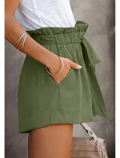 Sale Women's Shorts Casual Daily Short Plain Drawstring Side Pockets Breathability Comfortable Inelastic Weekend Black Blue Green Khaki Summer Regular Fit Women Shorts