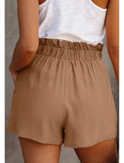 Sale Women's Shorts Casual Daily Short Plain Drawstring Side Pockets Breathability Comfortable Inelastic Weekend Black Blue Green Khaki Summer Regular Fit Women Shorts