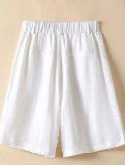 Online Women's Shorts Casual Daily Short Plain Side Pockets Breathability Comfortable Inelastic Weekend Black White Khaki Summer Regular Fit Women Shorts