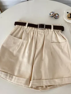 New Women's Shorts Casual Daily Short Plain Side Pockets Breathability Comfortable Micro-elastic Weekend Black White Khaki Apricot Summer Regular Fit Women Shorts