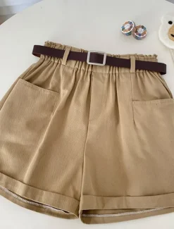 New Women's Shorts Casual Daily Short Plain Side Pockets Breathability Comfortable Micro-elastic Weekend Black White Khaki Apricot Summer Regular Fit Women Shorts
