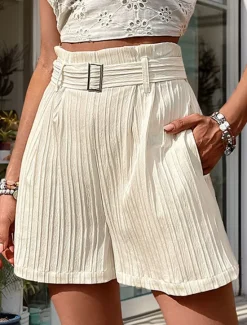 Outlet Women's Shorts Casual Daily Short Plain Side Pockets Breathability Comfortable Inelastic Weekend Summer Regular Fit Women Shorts